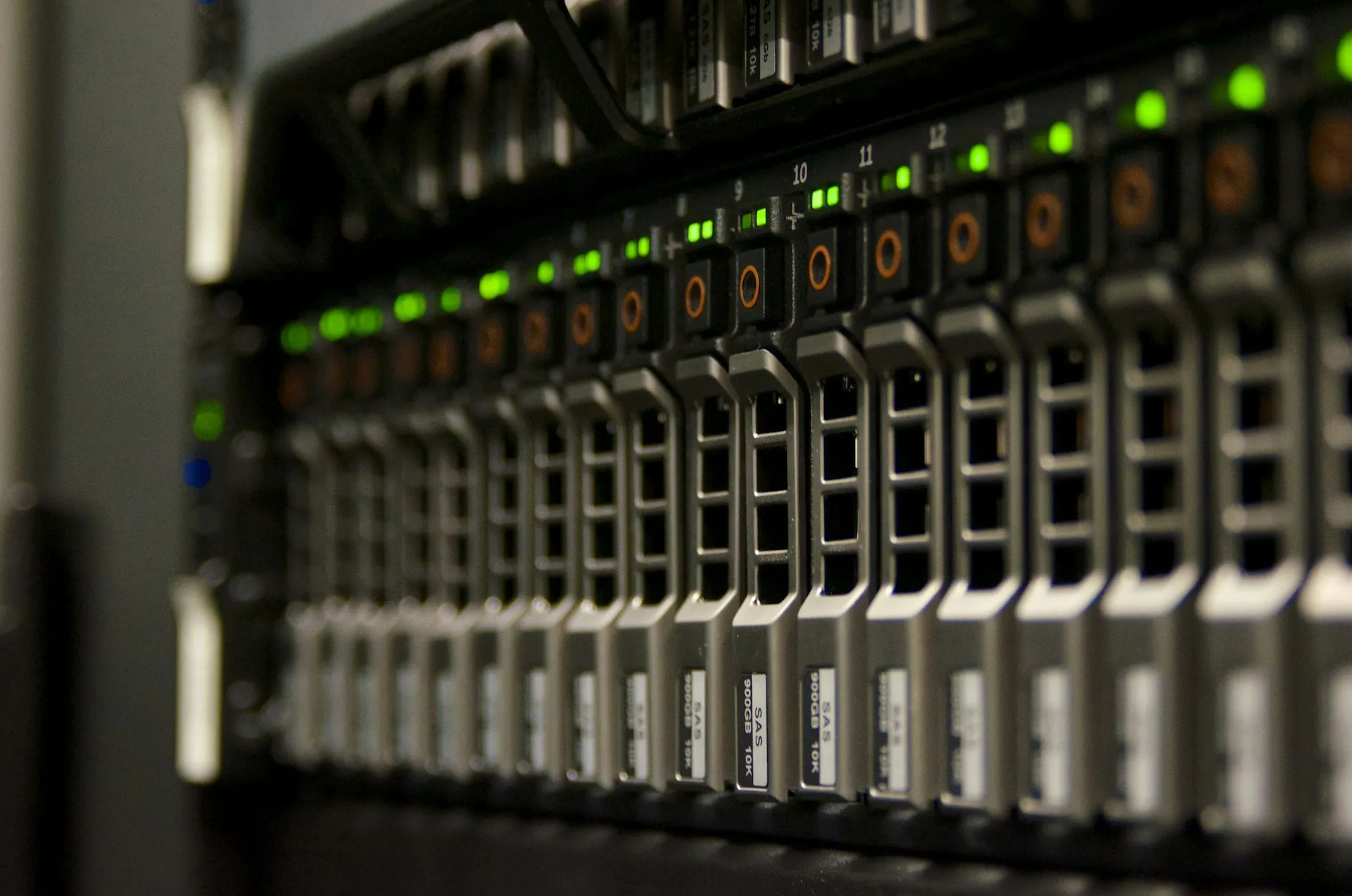 Server drive bays with status lights
